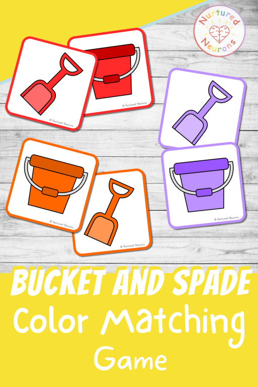 Printable beach color matching game for preschool and kindergarten - hands on matching activity with a summer theme