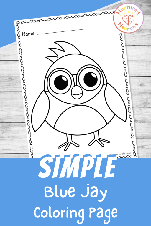 cute Blue Jay coloring sheet for kids - printable backyard bird coloring page