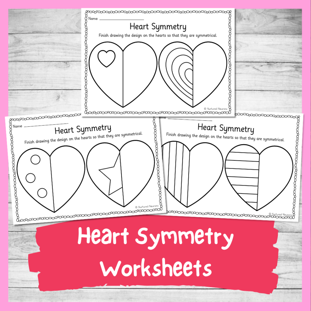 heart symmetry worksheets for kids - preschool and kindergarten complete the heart sheets