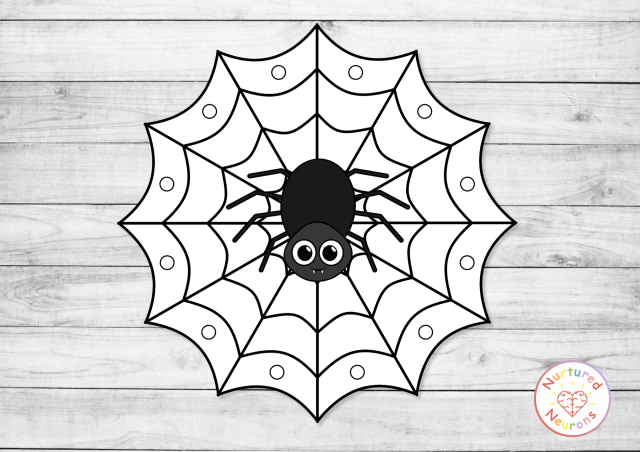 Spider Threading cards - a fun creepy crawly lacing activity to practice and develop fine motor skills
