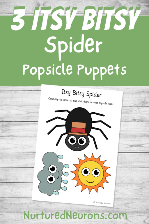 Itsy Bitsy Spider simple puppets for kids - printable nursery rhyme fine motor activity
