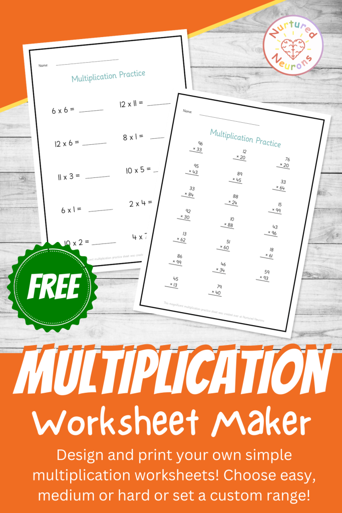 Free custom multiplication worksheet maker - create your own multiplication worksheets with this times table problem maker with answers - free and easy to make pdf.