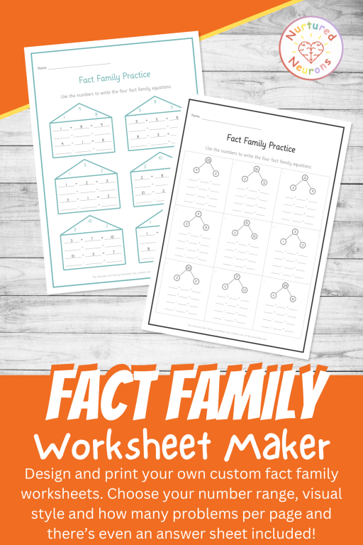 custom fact family worksheet maker - create your own number bond worksheets - printable pdf