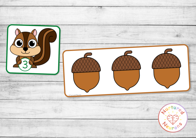 count the acorns math center game for kids