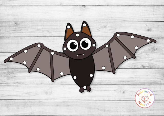 bat lacing card for kids - printable bat appreciation day fine motor activity