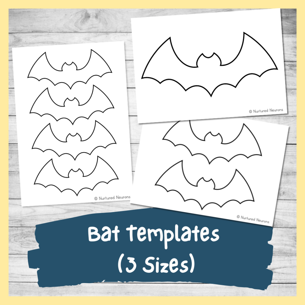Printable bat outline Templates for Halloween crafts - multiple sizes - simple bat coloring pages