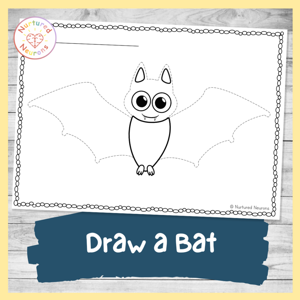 printable Kindergarten draw a bat coloring sheet for kids - cute woodland animal tracing page pdf