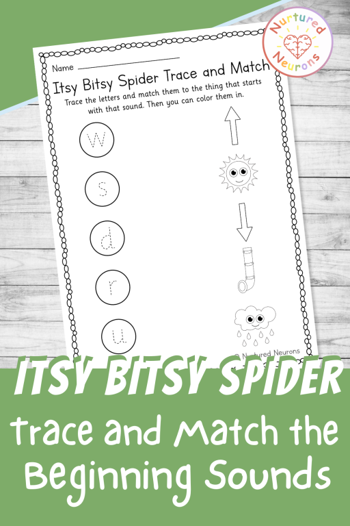 Itsy Bitsy Spider Trace and Match The Beginning Sounds Worksheet ...