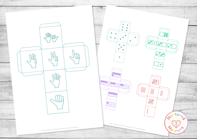 Printable Subitizing Dice - create and print custom dice for number sense practice