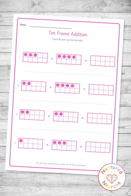 ten frame practice sheets - generate custom kindergarten and first grade math sheets for counting and addition