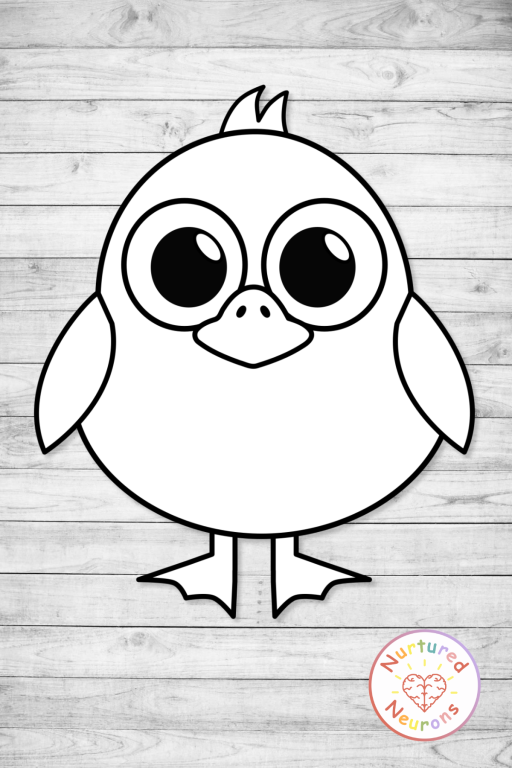 Black and white cute duckling craft for coloring - duck chick templates - cut and paste craft for preschool and kindergarten - bird activity