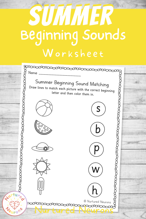Phonics letter matching worksheet for Kindergarten summer literacy centers
