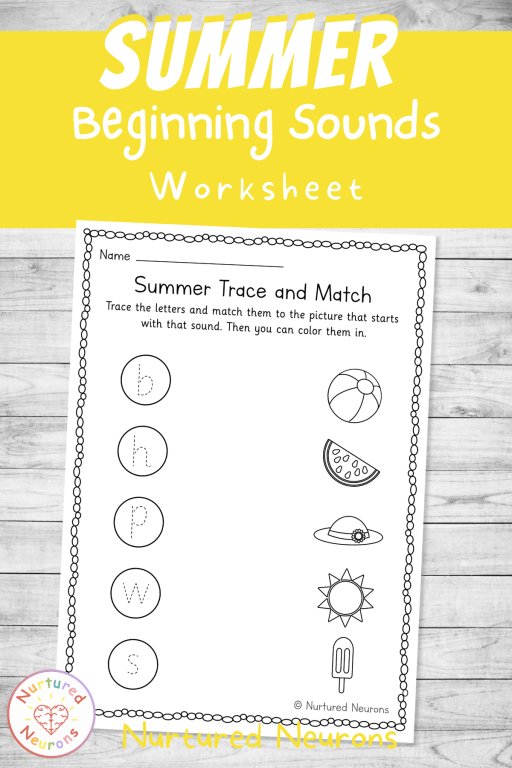 Phonics letter tracing and matching worksheet for Kindergarten summer literacy centers
