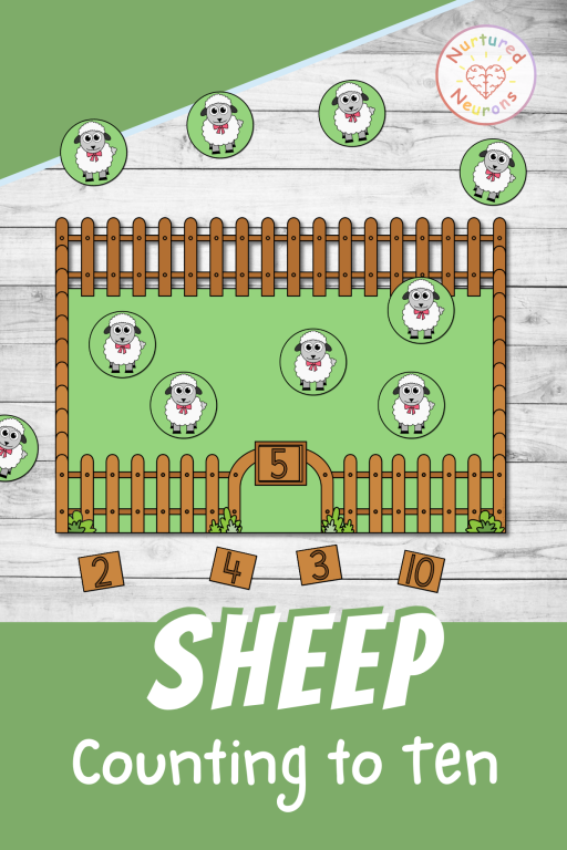 sheep on the farm counting game 1-10 for preschool and kindergarten - printable farm and nursery rhyme themed activities