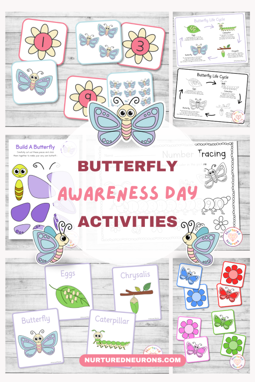 Butterfly Education and Awareness Day activities for preschool and kindergarten -- life cycle crafts and printable resources