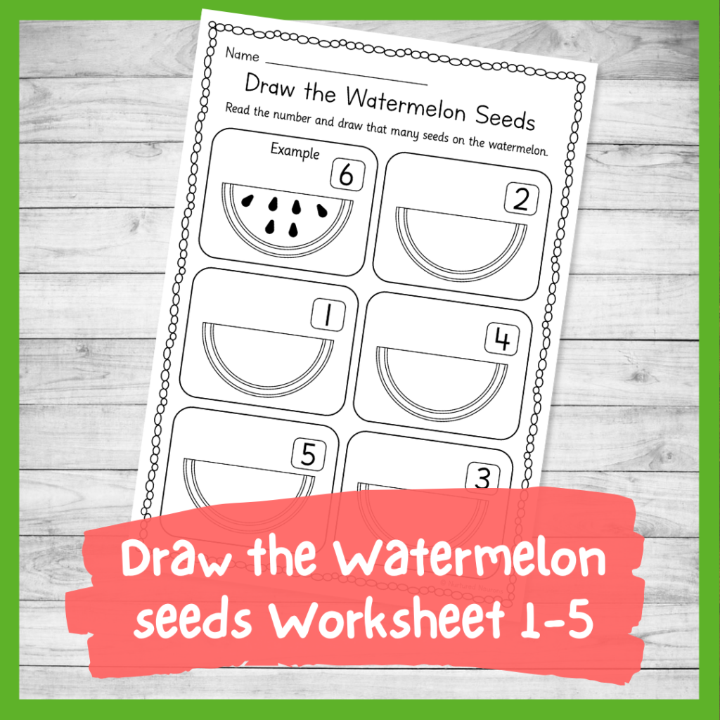 Preschool Watermelon read and draw kindergarten worksheet 1-5 - summer printable pre k counting sheet