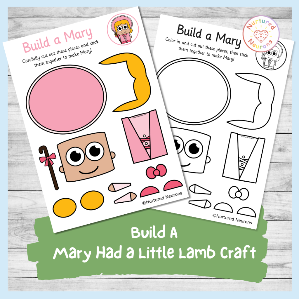cut and paste Mary Had a little lamb craft - simple DIY nursery rhyme cut and stick activity for kids