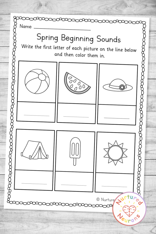 summer phonics worksheet - printable pdf write the initial sounds and first letter sheet