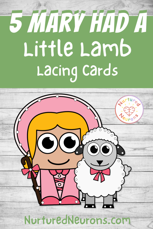 Mary Had A little Lamb Threading cards - a fun nursery rhyme lacing activity to practice and develop fine motor skills