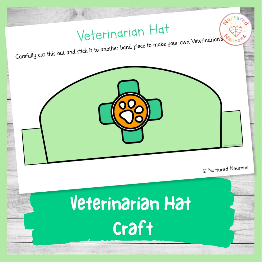 Printable veterinarian's hat - paper craft for kids - Community helpers DIY costume