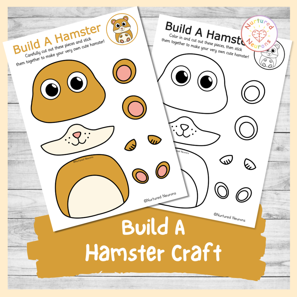 cut and paste little hamster craft - simple DIY pet themed cut and stick activity for kids