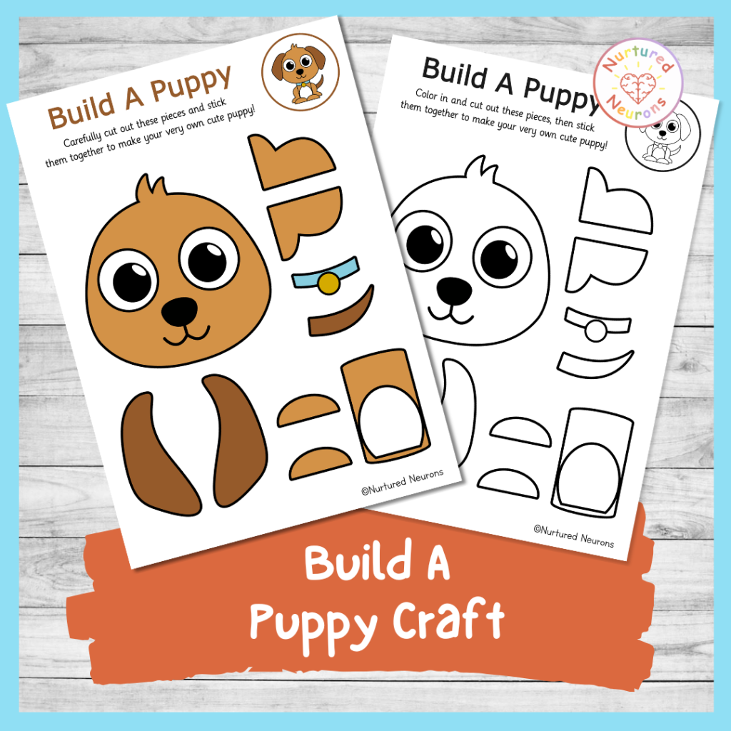 cut and paste puppy dog craft - simple DIY pet themed cut and stick activity for kids