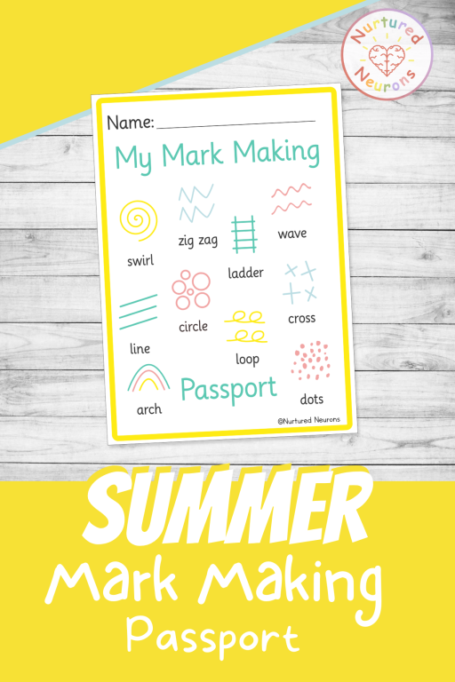 Printable summer themed mark making book for kids - pre writing resources for preschool and nursery, toddlers and daycare -