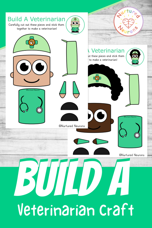 Printable build a veterinarian craft for kindergarten - community helper cut and paste activity