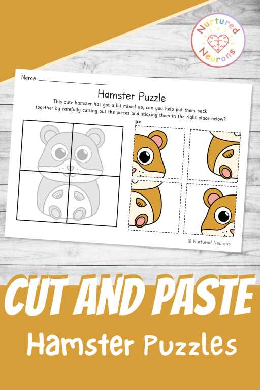 Differentiated hamster Puzzle for preschool - cut and paste pet day activity for kindergarten (printable pdf)