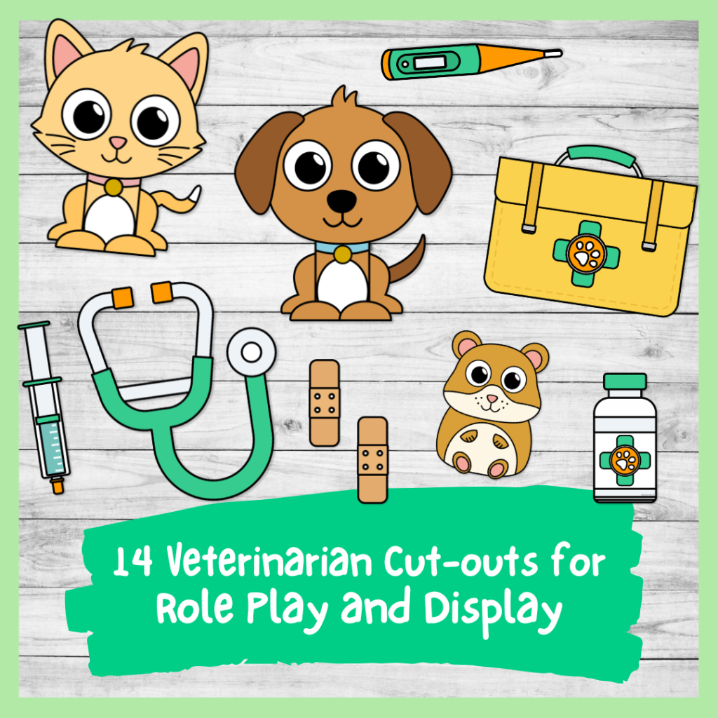 14 Veterinarian cut outs for role play or for display for classroom or bedroom community helper and animal hospital theme