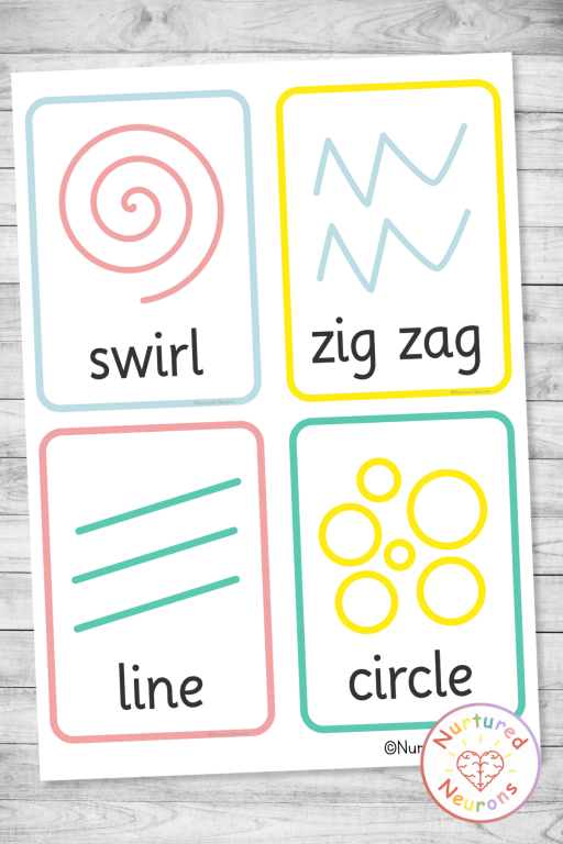 Summer mark making cards for preschool and kindergarten - printable pre-writing stroke cards for a writing center