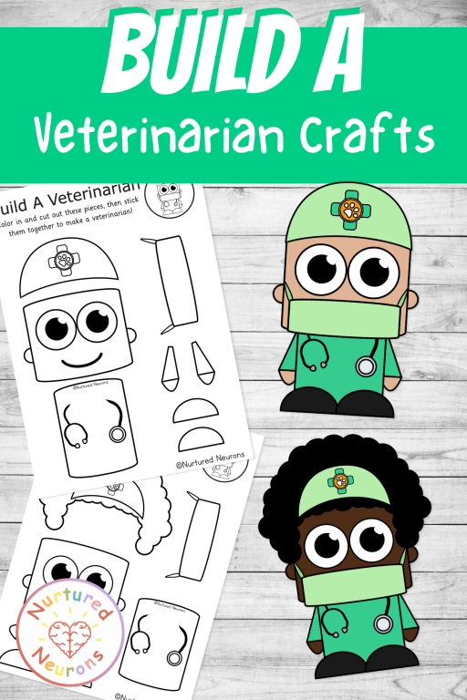 Color and cut out vet templates for early years - fine motor paper craft for kids