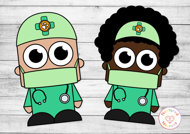 Cute build a Veterinarian templates cut and paste public servants craft (preschool and kindergarten pdf)