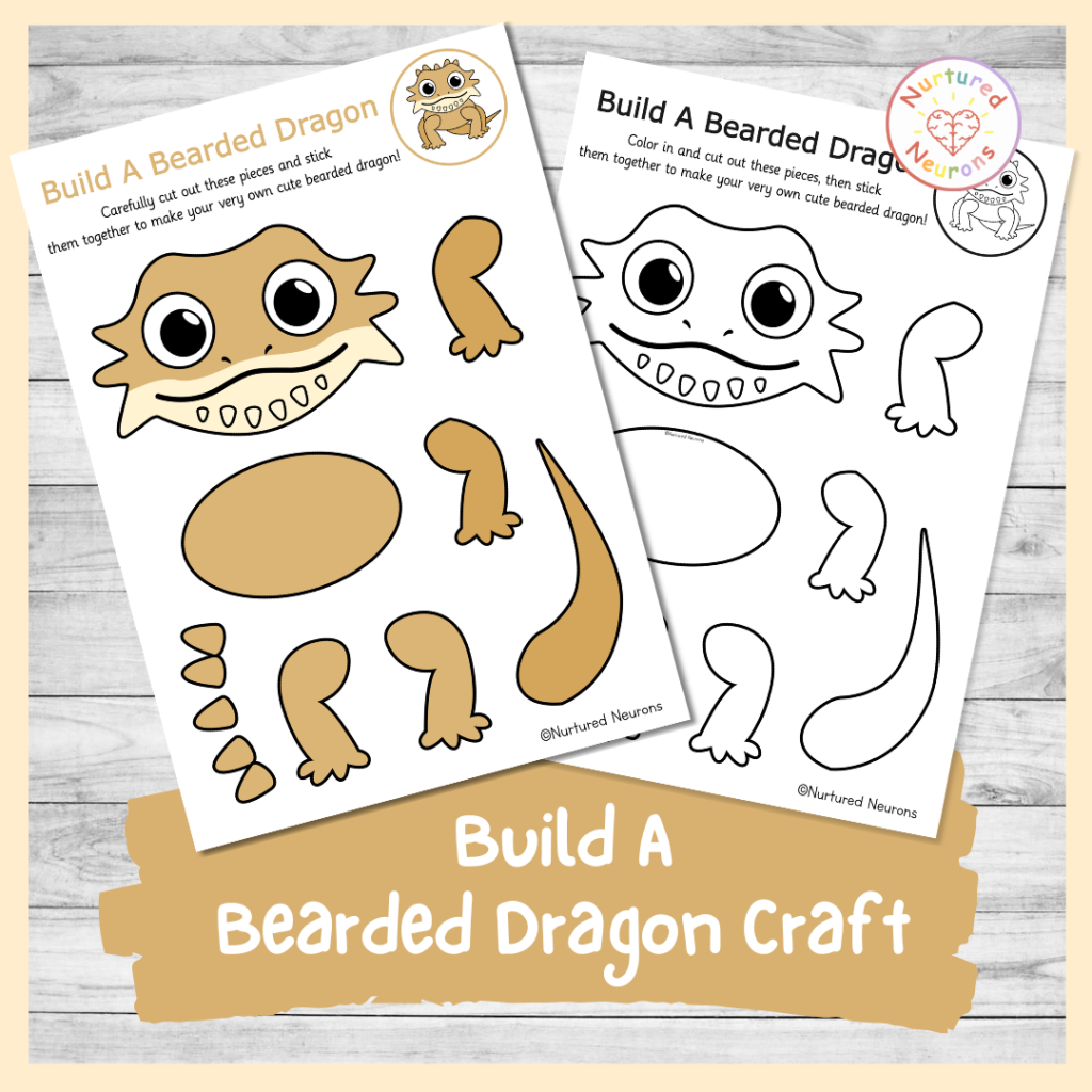 cut and paste bearded dragon craft - simple DIY pet themed cut and stick activity for kids