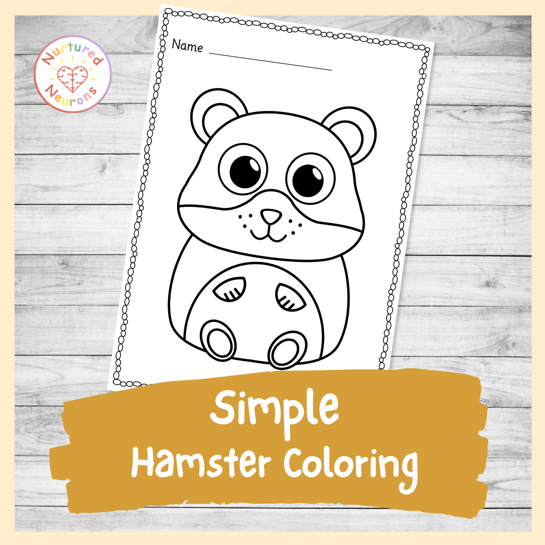 printable Kindergarten hamster coloring sheet for kids - cute pet themed coloring page for toddlers pdf