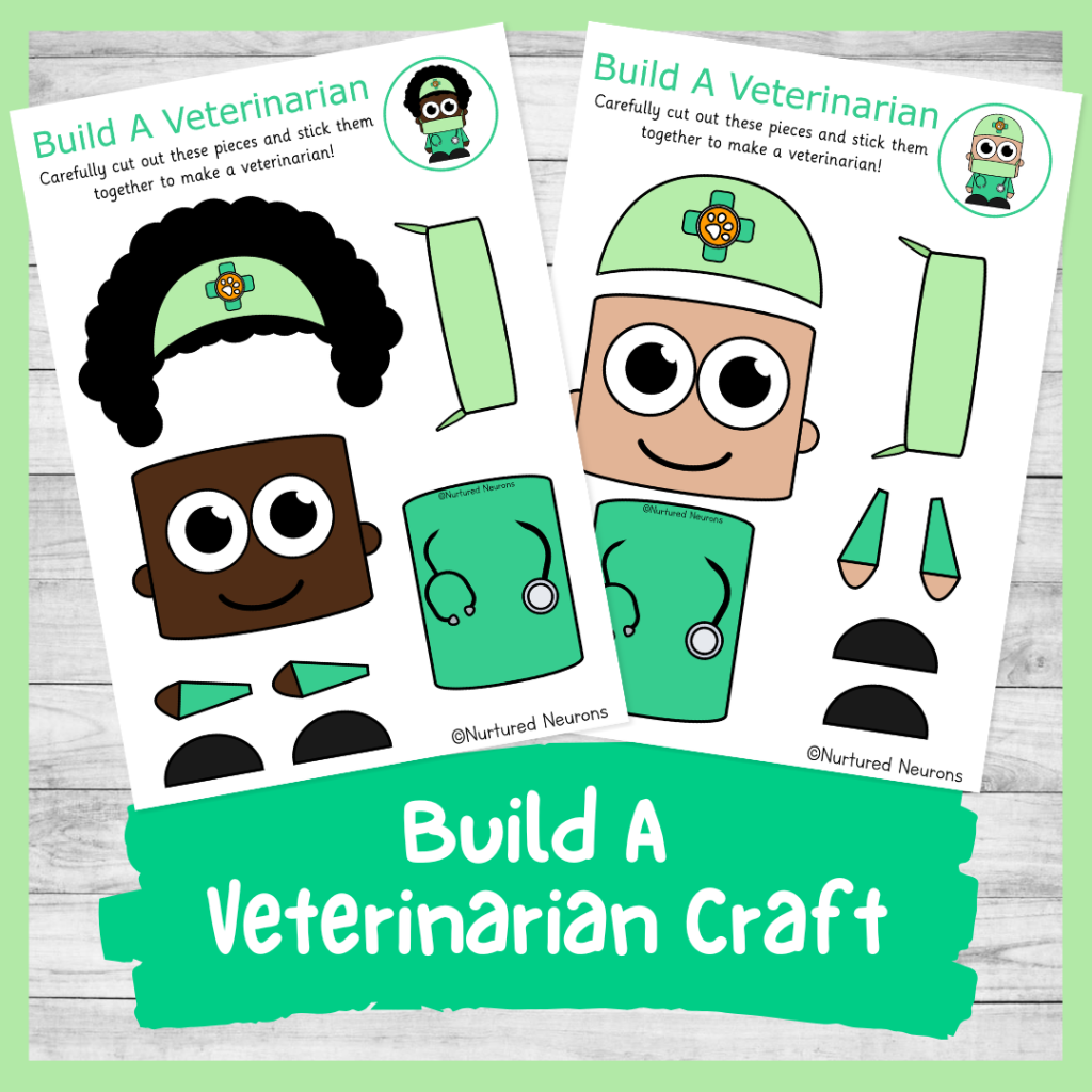 simple Veterinarian craft - preschool and kindergarten activity - community helper and profession theme