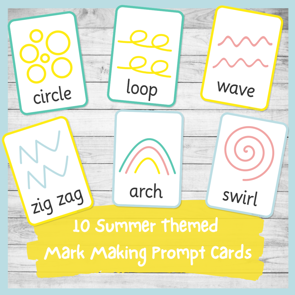 summer themed mark making prompt cards for table or classroom display - preschool writing resource
