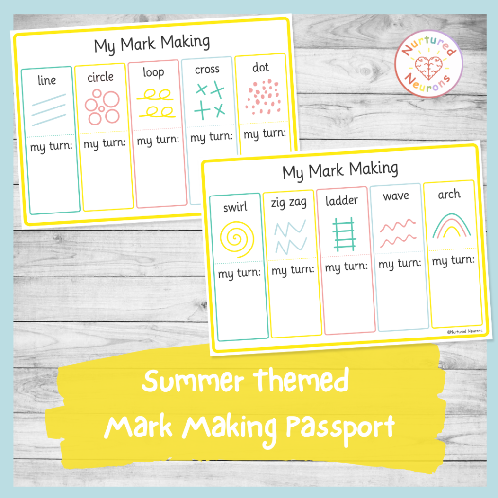summer themed mark making sheets - preschool writing resource - printable writing practice pages