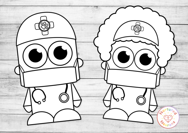 Printable build a Veterinarian craft templates for community helpers topic