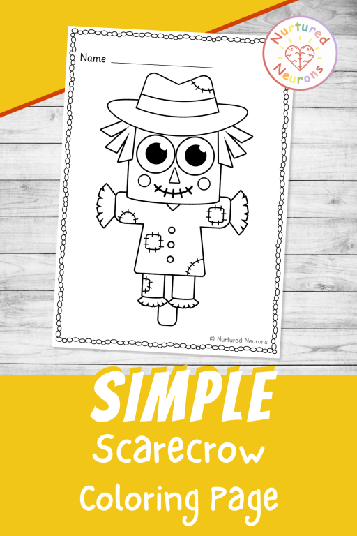 cute scarecrow coloring sheet for kids - printable fall harvest coloring page