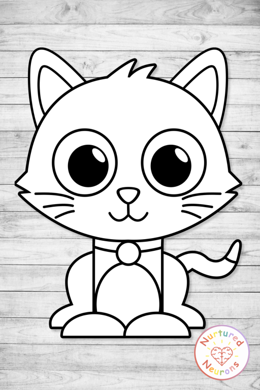 Printable build a black cat craft for preschool and kindergarten - Halloween cut and paste fine motor activity