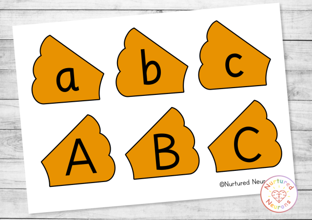 Alphabet turkey feathers for Pre-K - reusable letter recognition game to match capital and lowercase letters