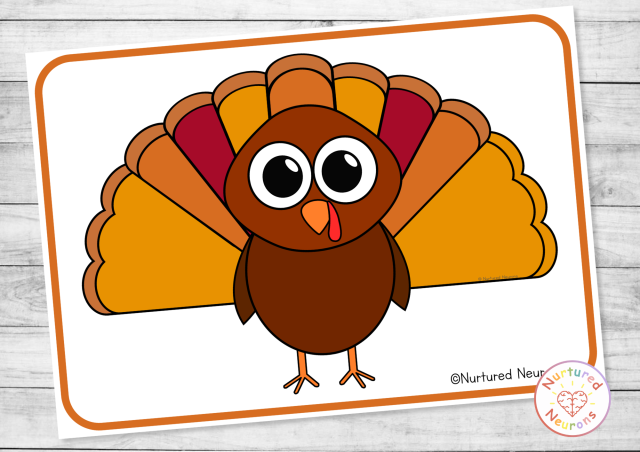 The turkey basesheet for a letter matching game - can be cut out or left as it is