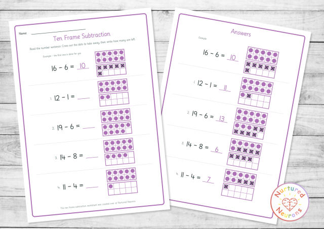 create ten frame subtraction morning exercises - print subtraction worksheets with ten frames and number sentences ! Kindergarten and grade 1 math center