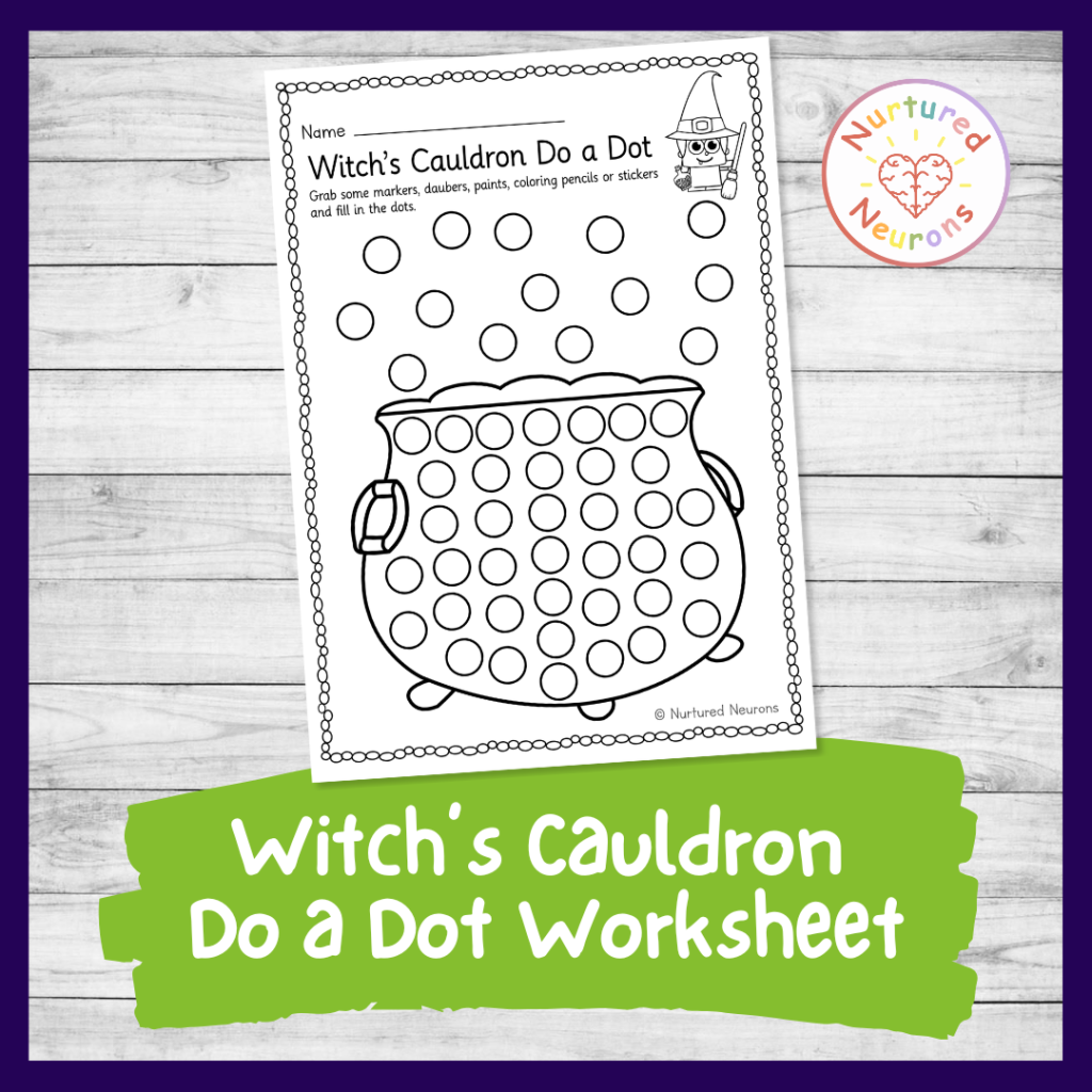 halloween themed Do a dot worksheet - dot marker bingo marker witch magic sheets for preschool and toddlers