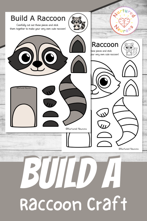 Printable cute raccoon templates for simple kindergarten north american animal themed crafts