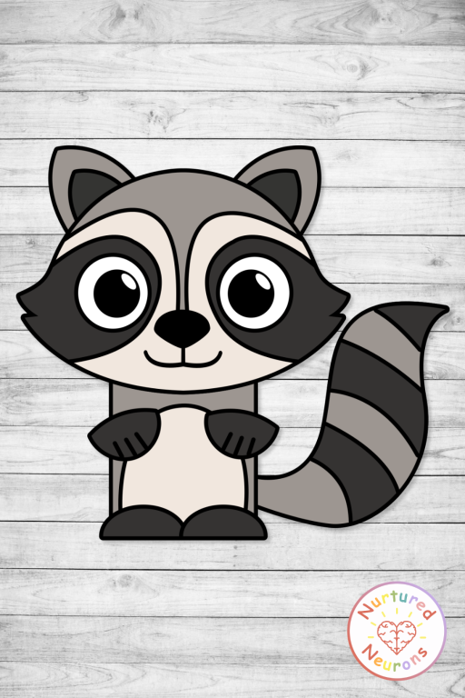 Build a raccoon craft for preschool and kindergarten - printable cut and paste woodland animal activity for scissor skills