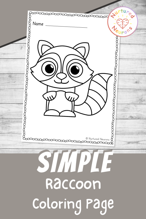 cute Raccoon coloring sheet for kids - printable forest animal coloring page