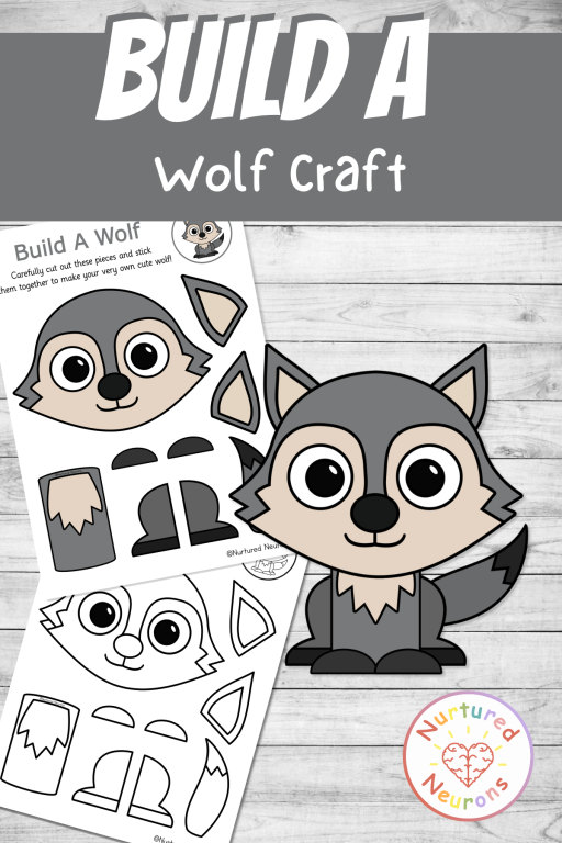 Printable cute wolf templates for simple kindergarten north american animal themed crafts
