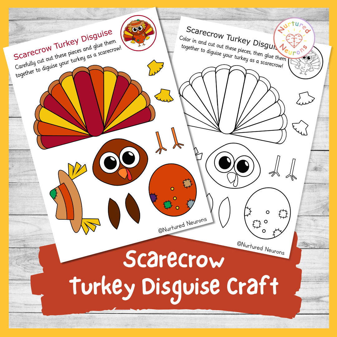 cut and paste turkey disguise craft - simple disguise a turkey as a scarecrow activity for kids